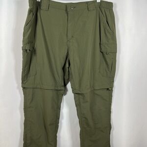 Rugged Exposure Men's Green Convertible Cargo Hiking Outdoor Nylon Pants Size 40